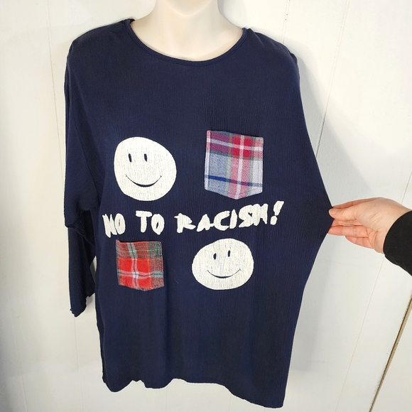 "No To Racism" Long Sleeve Tunic Top - Picture 1 of 8